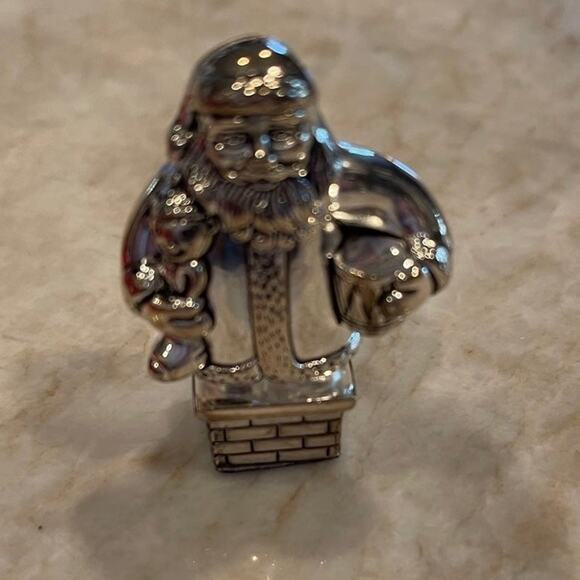 Santa Claus place card holders silver plated set of 4 New in Box - Picture 3 of 8